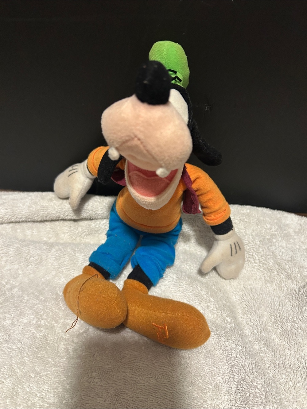 Disney Goofy Plush in Green Hat, Orange Top & Blue Pants